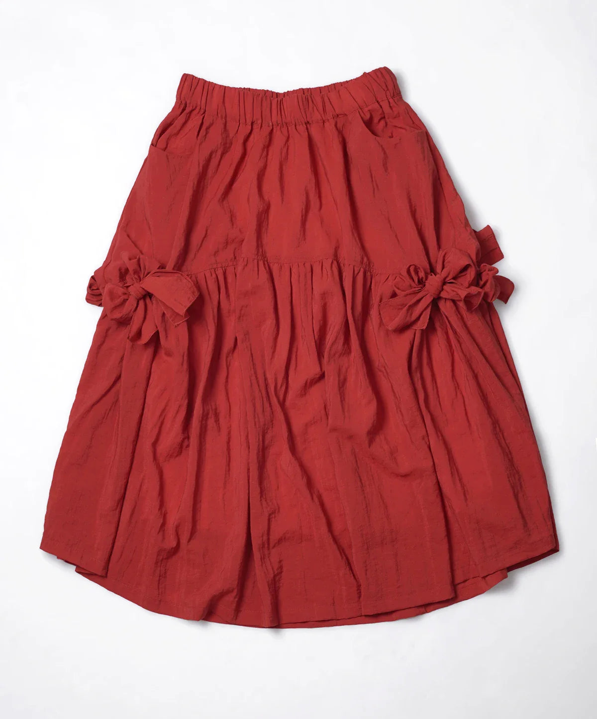 Red Japanese Half length Skirt imakokoni Spring/Summer Original Artistic Elastic Waist Bow Mid length Skirt for Women 265485