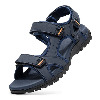 FitVille Mens Sandal Wide Toe Box Walking Athletic Sandals For Men With Arch Support Cushion Slip-Resistant Beach Sandals