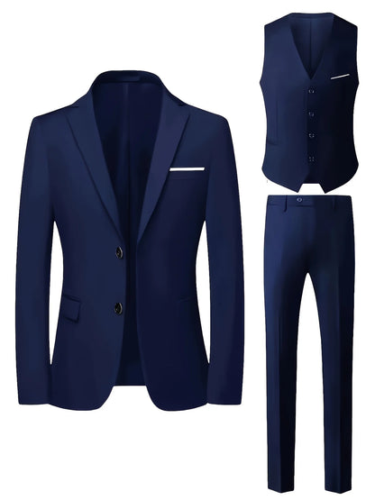 New Arrival Men's 3-Piece Suit Slim Fit Formal Set – Perfect for Wedding, Party, Business, Prom & All Formal Occasions