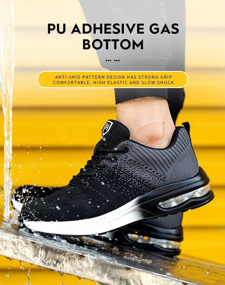 Indestructible Safety Shoes For Men Steel Toe Anti-Puncture Men's Work Shoes  Lightweight Slip Resistant Air Cushion Sneaker  ﻿