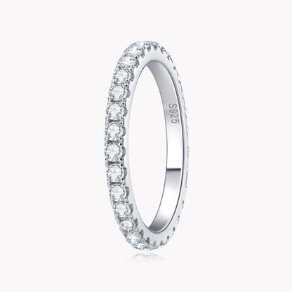 2mm D Color Moissanite Ring 925 Sterling Sliver Solid 18k White Gold Eternity Band Wedding Engagement Rings For Women