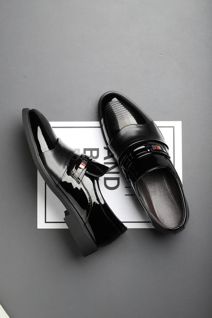 Burgundy Glossy Business Shoes Two-Tone Leather Formal Footwear