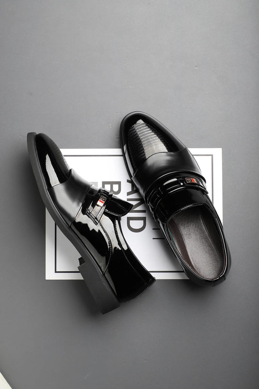 Burgundy Glossy Business Shoes Two-Tone Leather Formal Footwear