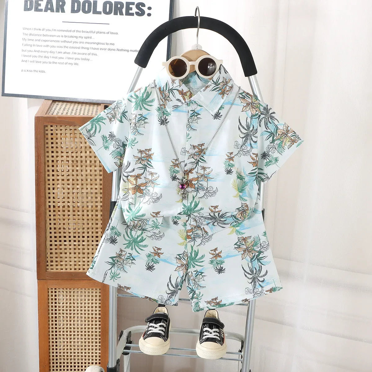 0-8Y Kids Baby Boy Clothes Summer Floral Print Sets 2Pcs Short Sleeve Shirt+Shorts Child Boy Beach Wear Casual Outfits
