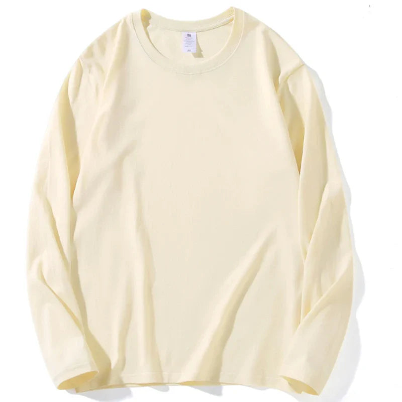2026 Autumn Women Leisure Cotton Daily Long Sleeve Tops Lady Versatile Round Neck Baggy Clothes Female Concise Solid T-shirts