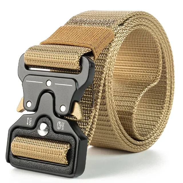 Tactical Belt Men's Elastic Webbing - Military Nylon Stretch Breathable Waistband for Outdoor Training Pants