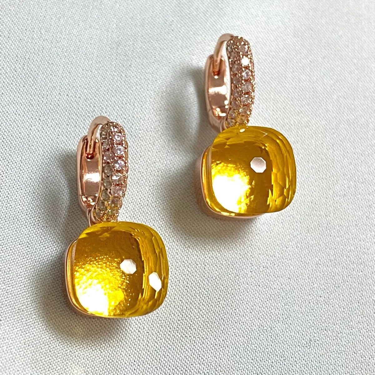 Classic Candy Color Earrings Inlay Transparent Zircon 27Colors Crystal Earrings Rose Gold Plated Fashion Jewelry For Women