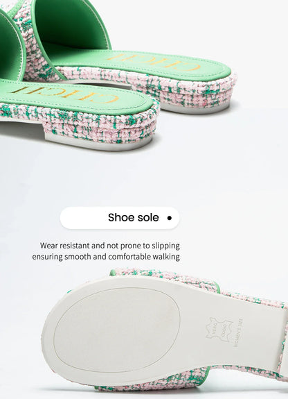 Women's Slippers New Fabric Fashion Flat Sandals Business Banquet Women's Shoes