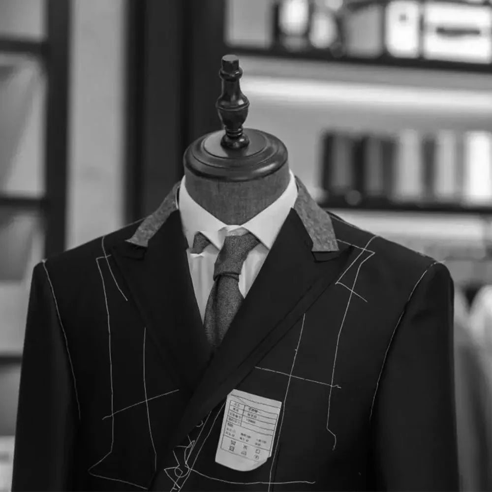 Men's black tailcoat two-piece set | Groom's wedding formal suit (jacket+trousers) Evening gown Business casual sports version