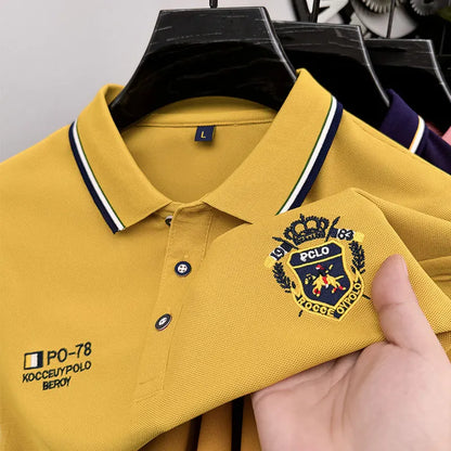 Designer Quality Men's Polo Shirt Lapel Long Sleeve T-Shirt Autumn New Badge Horse Embroid Fashion Business Casual Menswear Top