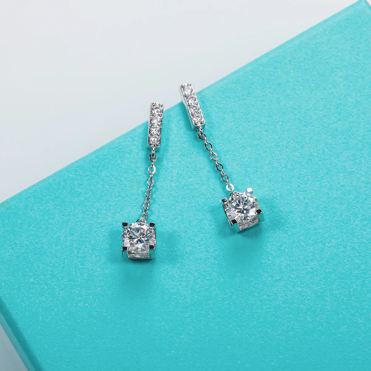 1 Carat D Color Moissanite Diamond Classic Earrings 18K White Gold Plated Charm Earrings For Women Jewelry Wholesale