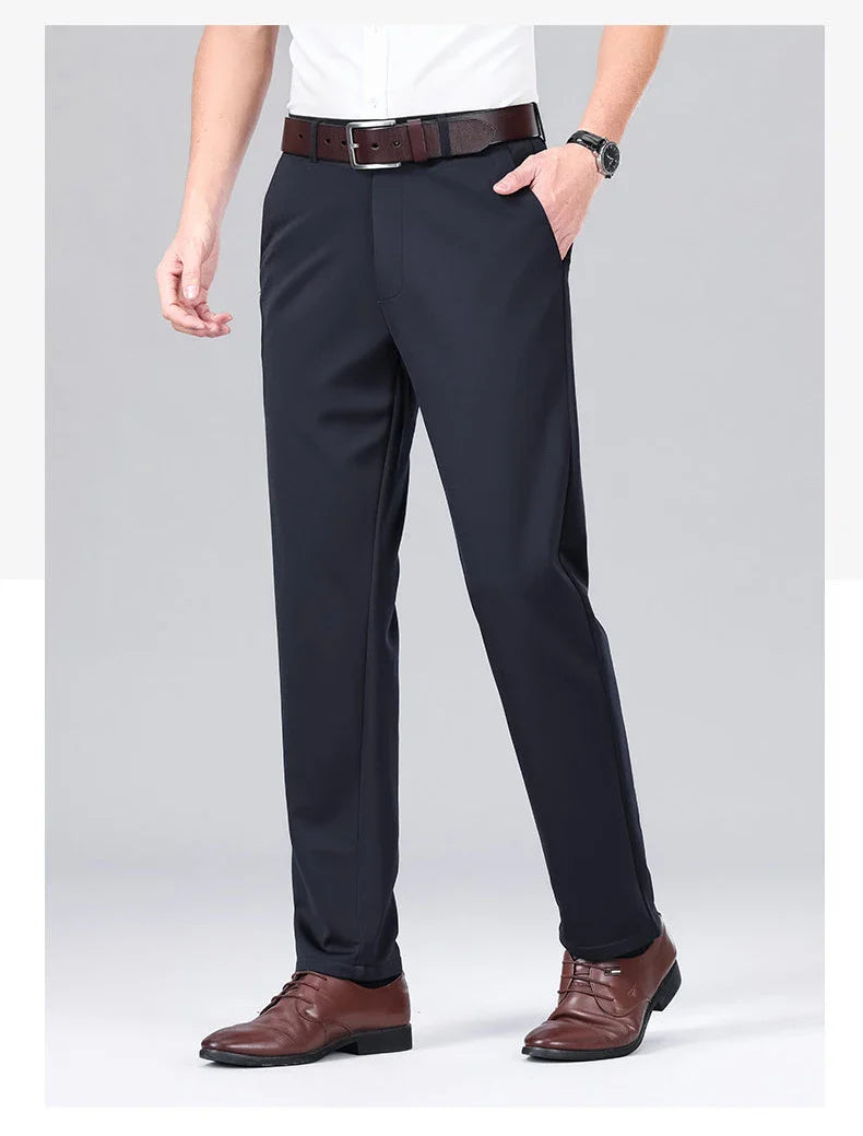 Mens Business Casual Pants Stretch Dress Pants Wrinkle Free Suit Pants Embriodery 4-Way Stretch Formal Dress Pants