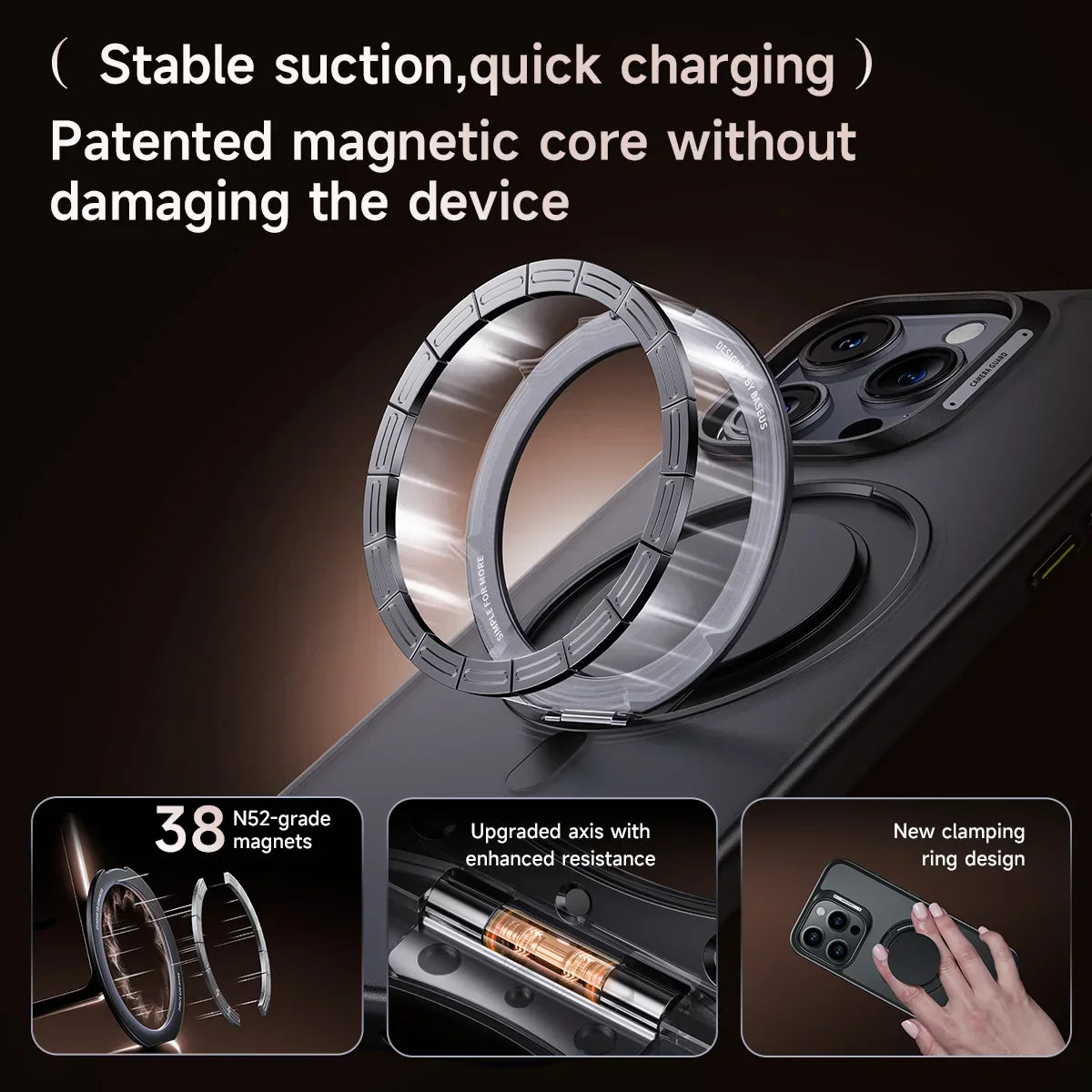 Stand Phone Case For iPhone 16 Pro Max MagSafe Magnetic Case With 360° Rotating Ring Bracket Anti-Drop Protection Cover