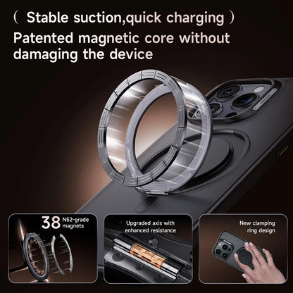 Stand Phone Case For iPhone 16 Pro Max MagSafe Magnetic Case With 360° Rotating Ring Bracket Anti-Drop Protection Cover