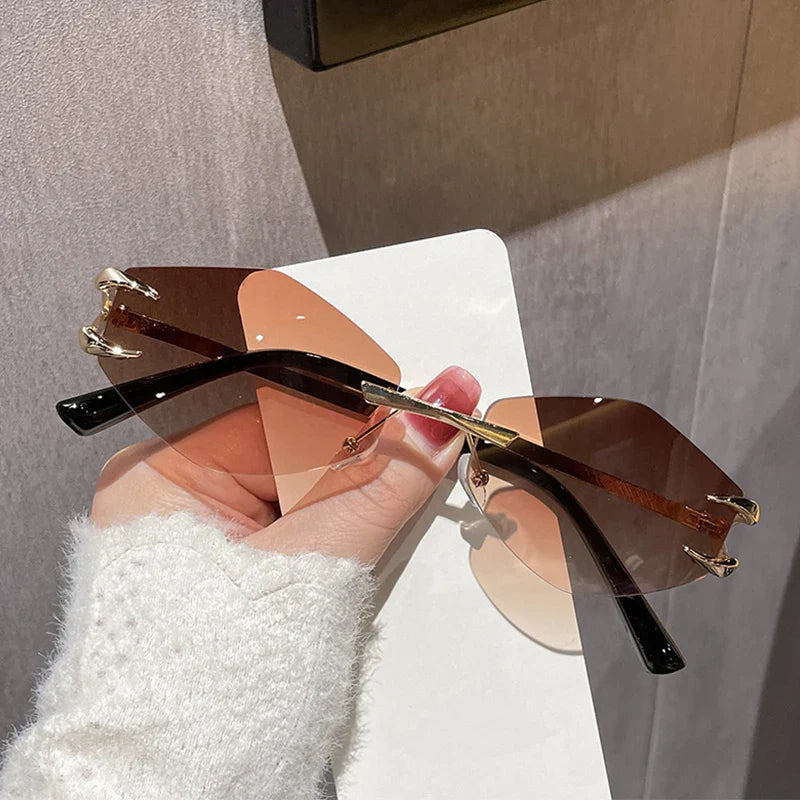 Women's Sunglasses Fashion Rimless Rhombus Sun Glasses for Female