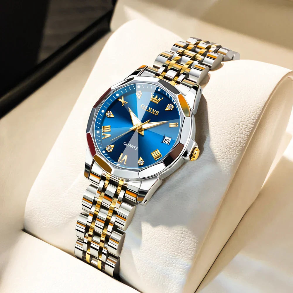 Elegant Fashion Women's Watches Luxury Brand Original Quartz Watch for Ladies Waterproof Stainless Steel Luminous Date