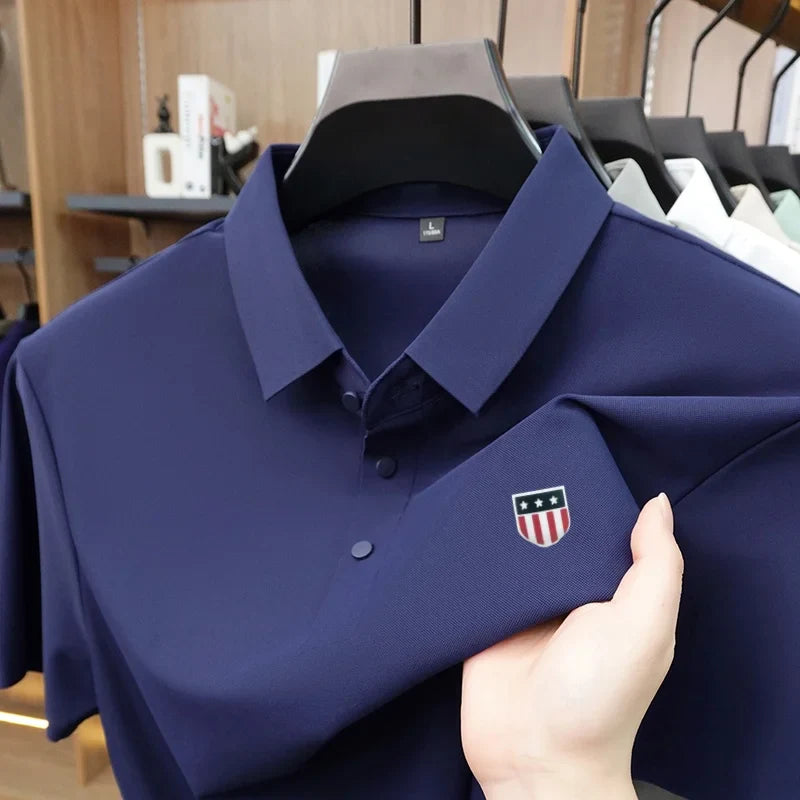 New Polo Shirt For Man Summer Short Sleeves Lapel Printing Trend Brand T-Shirt Business Leisure Ventilate Versatile Men's Wear