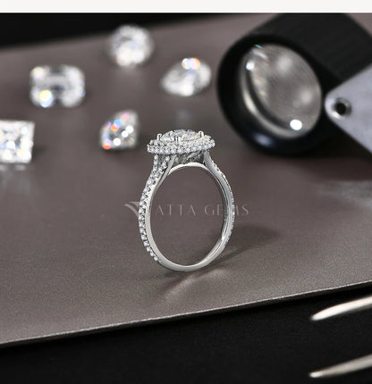 7.0mm Round Cut Moissanite Ring for Women D VVS1 1.2CT Lab Diamond S925 Sterling Silver Engagement Wedding Jewelry Gift