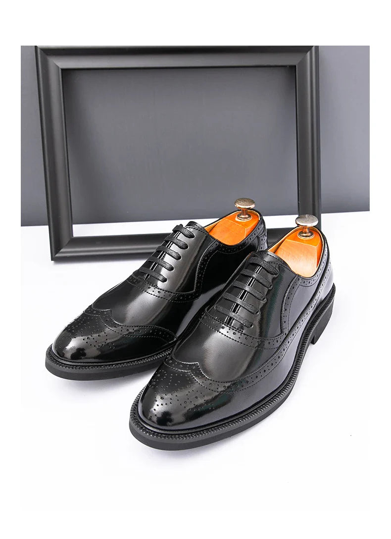 Men Suit Casual Shoes Luxury Men Brogue Dress Shoes Formal Business Leather Shoes Men Brown Wedding Italian Banquet Shoe Size 46
