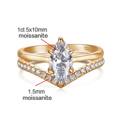 D VVS1 1ct Marquise Cut Moissanite Ring GRA s925 Sterling Silver Plated 18k Diamond Stacking Engagement Rings for Women