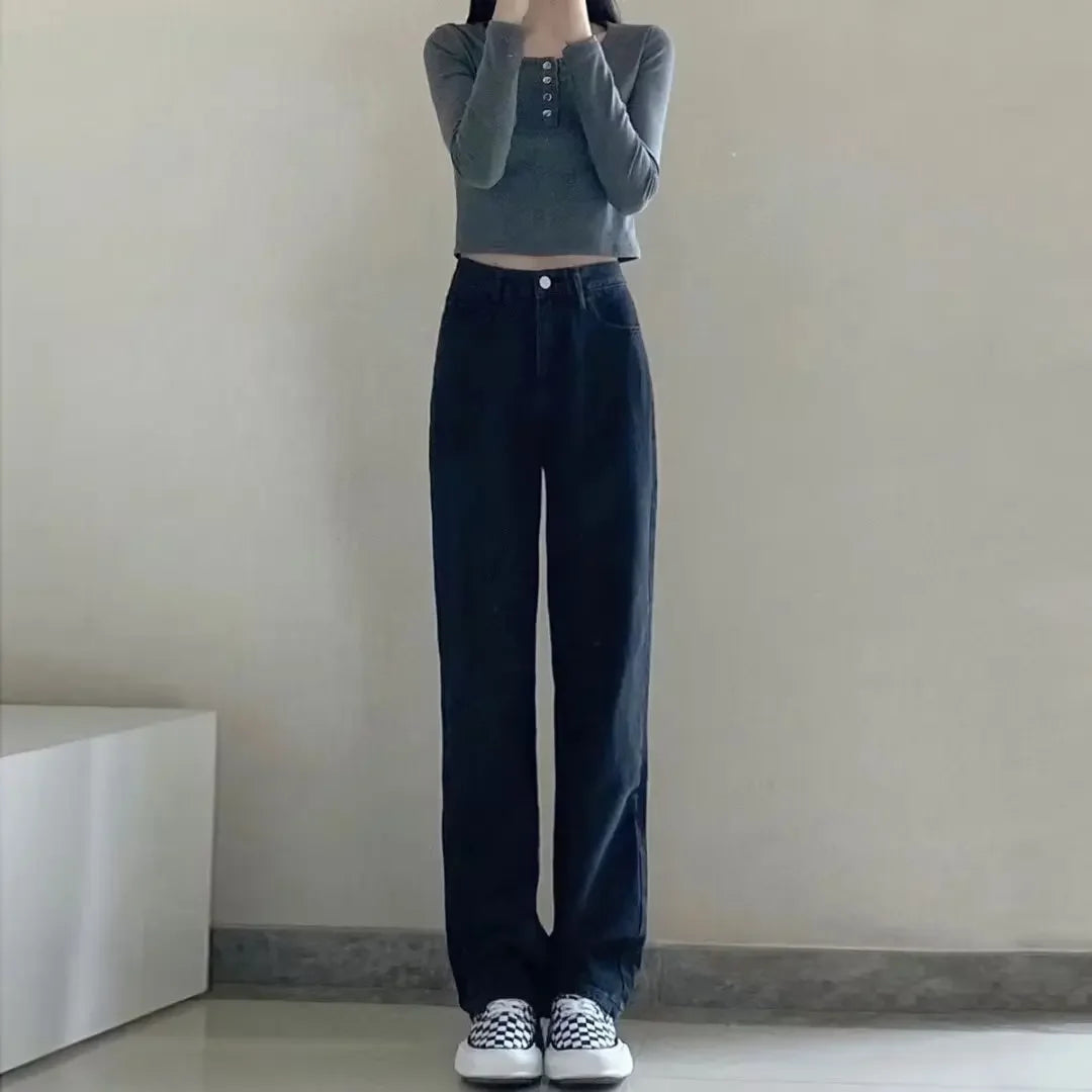 High-waisted Vintage Straight-leg Jeans