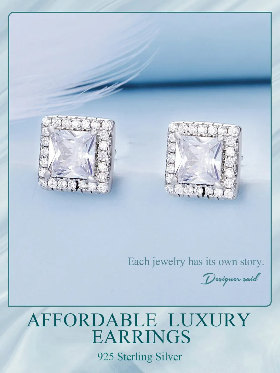 Gold Plated Halo CZ Stud Earrings 925 Sterling Silver Hypoallergenic Classic Elegant Heart Earrings Jewellry BSE894