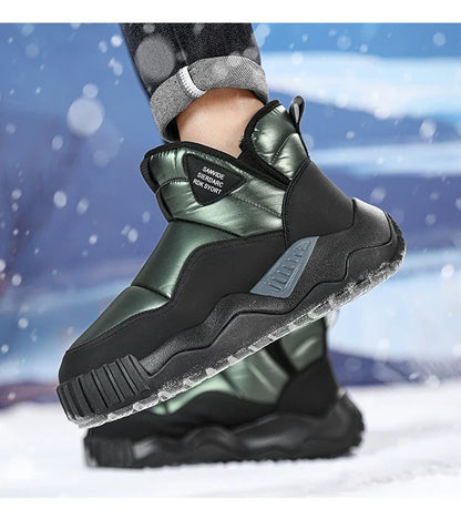 Winter shoes men's high top plush warm cotton shoes, high-quality and fashionable cold resistant outdoor cotton boots snow boots
