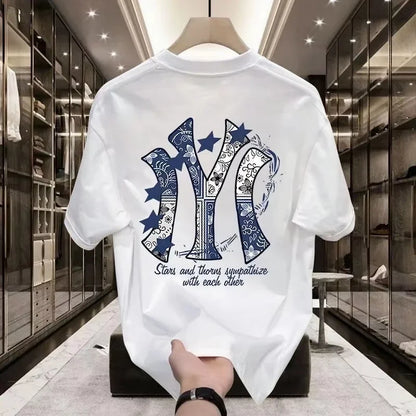 2026 New Trendy Street Brand Printed Men's Short-sleeved T-shirt - A Street-style Comfortable Summer Loose Men's T-shirt