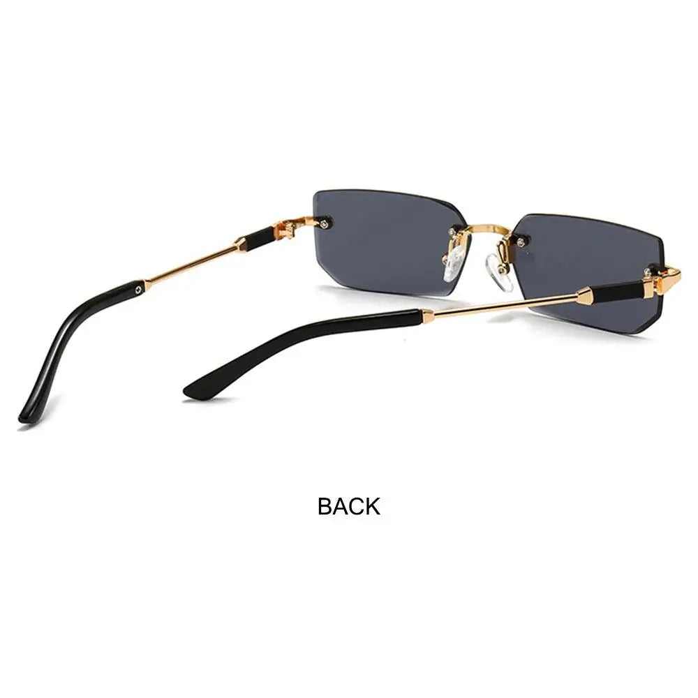 Rimless Rectangle Sunglasses Fashion Y2K Frameless Sun Glasses Shades for Women & Men