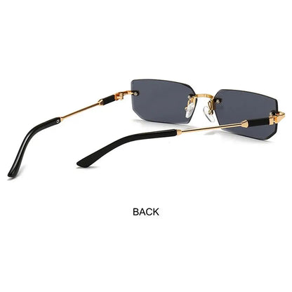 Rimless Rectangle Sunglasses Fashion Y2K Frameless Sun Glasses Shades for Women & Men