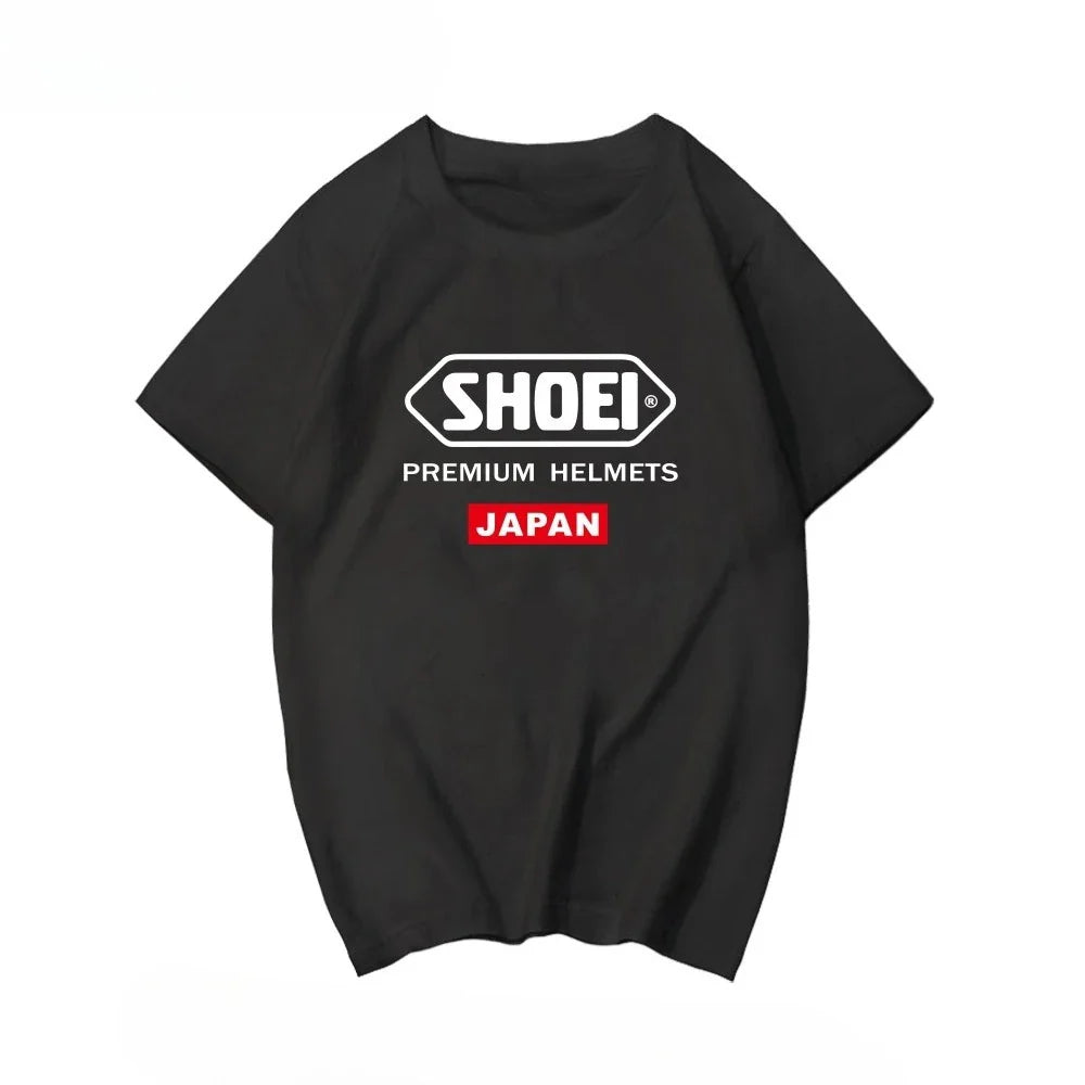 Japanese Motorcycle, Locomotive, Racing Car, Sports Car Helmet SHOEI Pure Cotton Round Neck Short-sleeved 2026 T-shirt