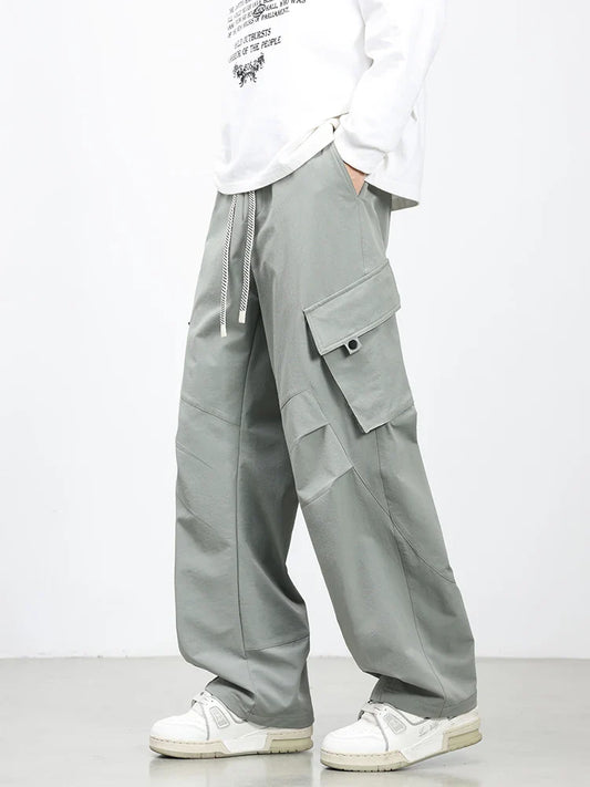 Summer Men's Cargo Pants with 5 Pockets Outdoor Quick Dry Casual Pants Lightweight and Cool Stretch Straight Trousers
