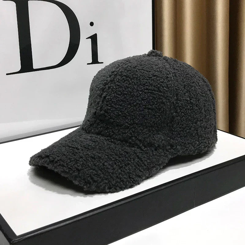 Winter Hats For Women Baseball Caps Plush Thickened Warm Baseball Cap Female Casual Solid Color Fashion Design Outdoor