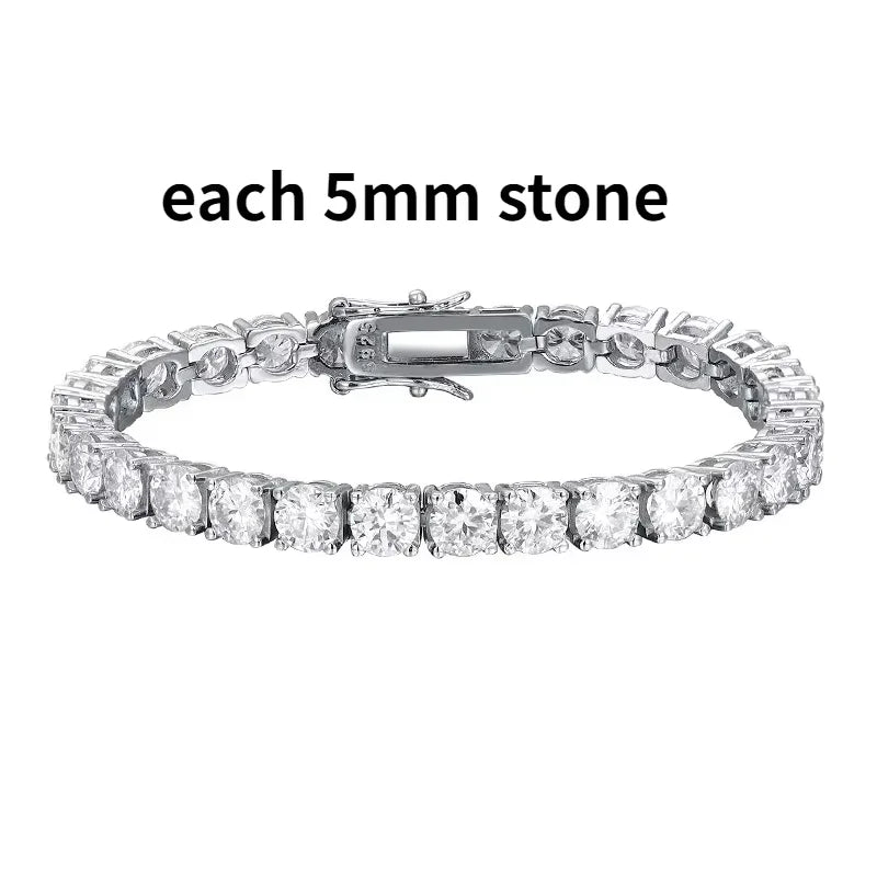 2-6.5mm Real Moissanite Tennis Bracelet for Women Christmas Gift Platinum Plated 100% 925 Sterling Silver Wedding Jewelry