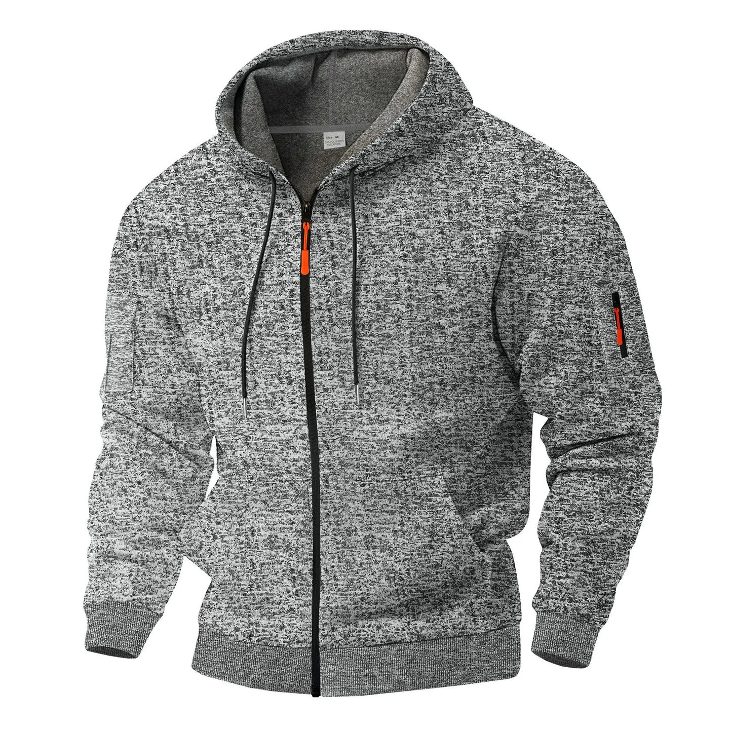 Heavy fleece men's jacket winter retro tooling pocket hooded zipper sports sweater men