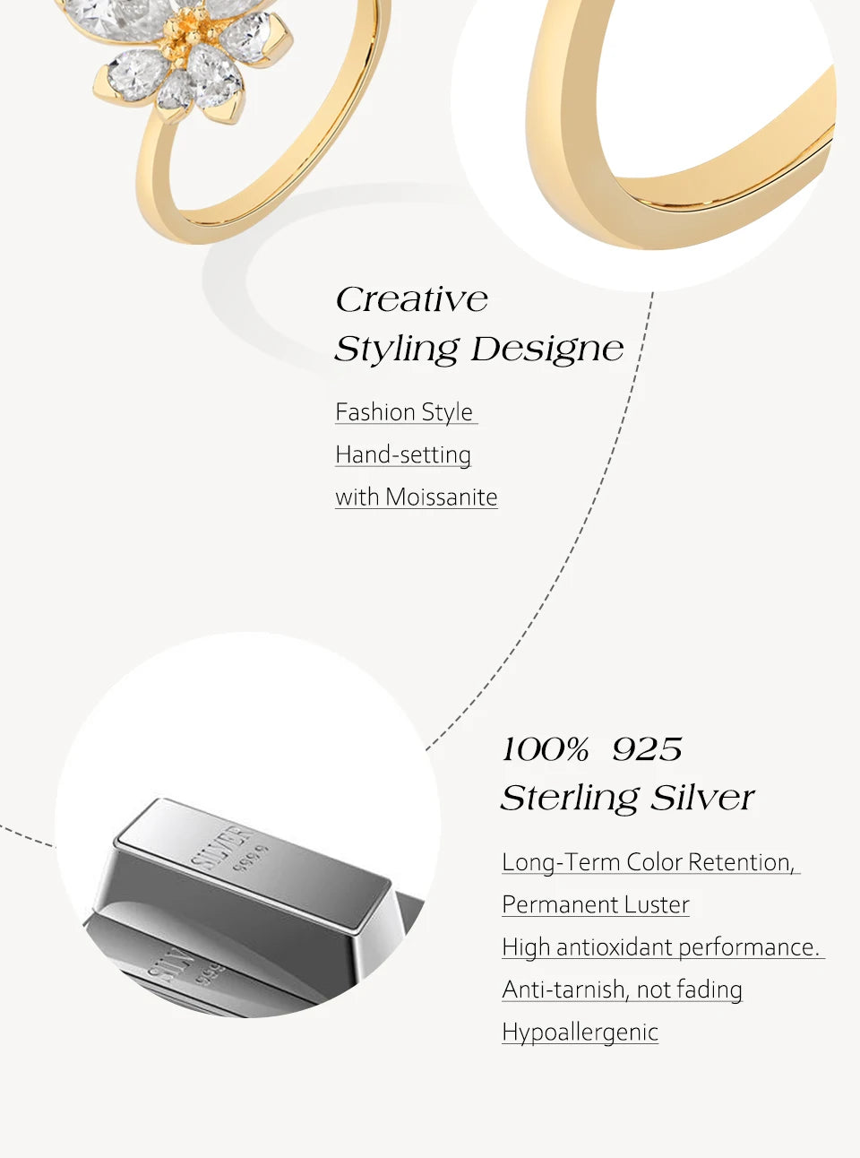 925 Sterling Silver Luxury Women Ring Flowers D VVS1 Moissanite Pear-cut Engagement Band Anniversary Gift Fine Jewelry