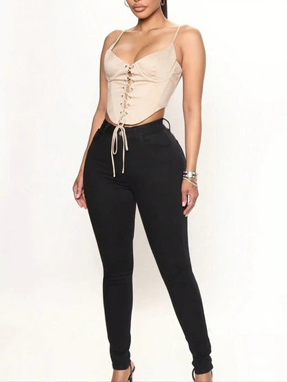 Mid Waist High Stretchy Jeans Women Spring Summer Casual Bottoms