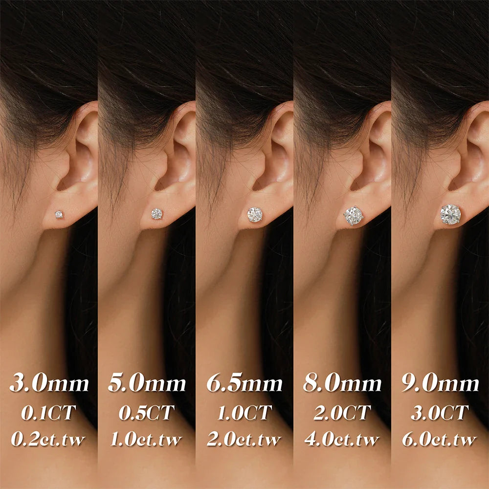 D VVS1 Moissanite Four Claw Earrings For Women Man S925 Sterling Silver Sparkling Wedding Jewelry Shipping from the USA