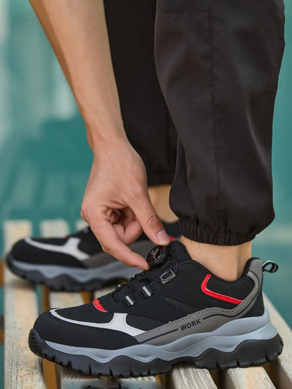 Light Breathable Sneaker Safety Shoes With Steel Toe Cap Anti-Piercing, Shock Absorbing Anti-Smash Design, Work Shoes for Men