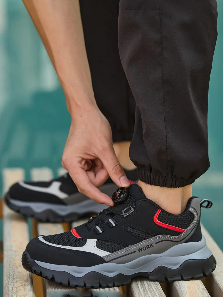Light Breathable Sneaker Safety Shoes With Steel Toe Cap Anti-Piercing, Shock Absorbing Anti-Smash Design, Work Shoes for Men