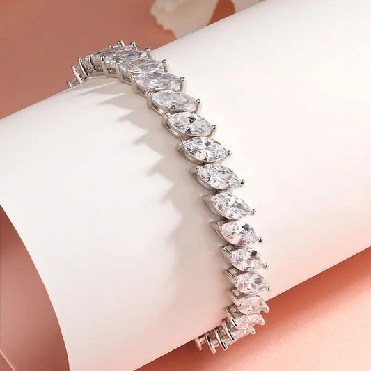 0.5CT Marquise Cut Certified Moissanite Tennis Bracelets for Women Sterling Silver S925 Plated 18k Gold Wholesale Jewelry