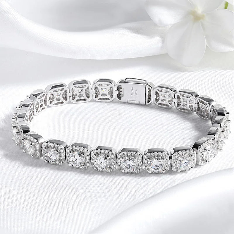 4/5/6.5mm Full Diamond 100% Real Moissanite Bracelets for Men Women Classic Luxury Bangles Pure 925 Sterling Silver Chain