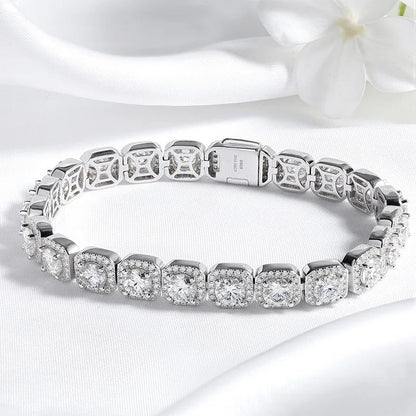 4/5/6.5mm Full Diamond 100% Real Moissanite Bracelets for Men Women Classic Luxury Bangles Pure 925 Sterling Silver Chain