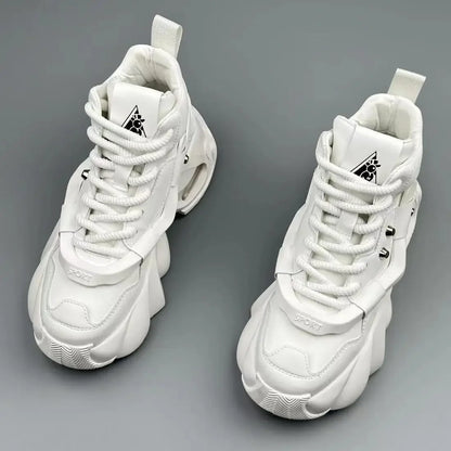 Men's Boots High Top  New Trend Wear-resistant Synthetic Leather Boots Casual Lace Up Height Increasing Fashion Boots 2025