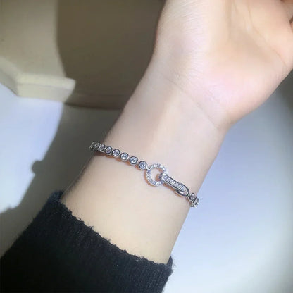 100% 925 Sterling Silver Create Moissanite Party Fashion Women's Chain Bracelet Boutique Jewelry Wedding Ring