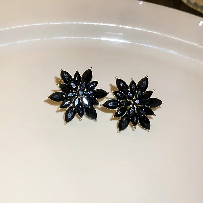 Flower Earrings for Women Korea Simple Sweet Stud Earrings Luxury High-grade Solid Color Charm Jewelry Girls Gift