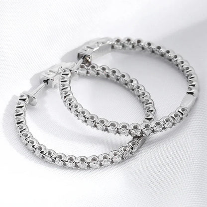 18K Plated 1.74-6.5cttw All Moissanite Hoop Earrings for Women Lab Diamond Jewelry 100% 925 Sterling Silver Earring