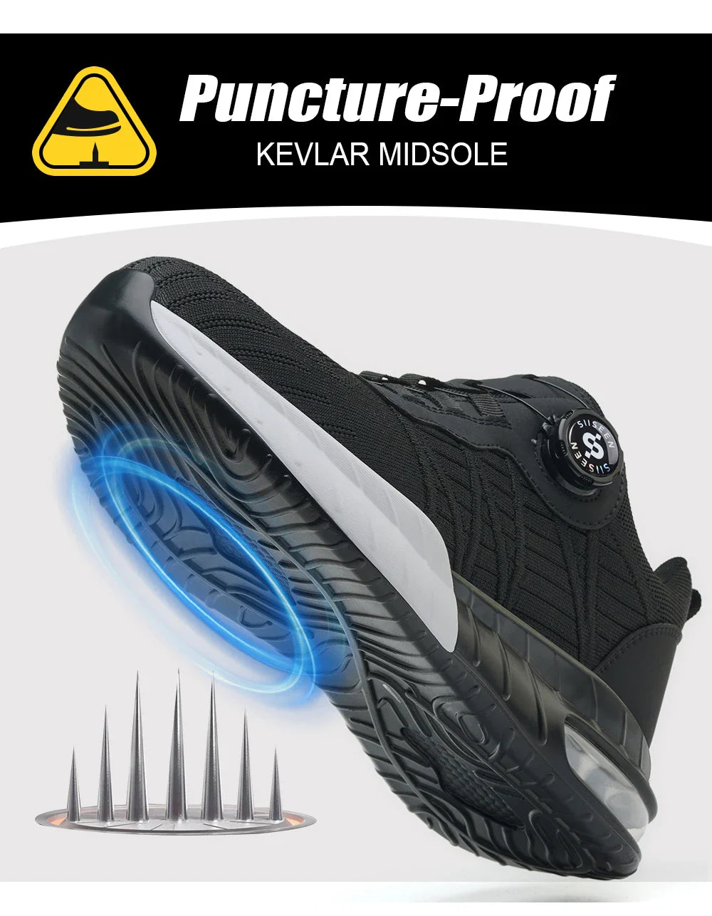 Men's Steel Toe Safety Shoes Anti Smash & Anti Puncture  Lightweight Work Fashionable And Durable Buttoned Safety Shoes Boots
