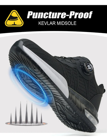 Men's Steel Toe Safety Shoes Anti Smash & Anti Puncture  Lightweight Work Fashionable And Durable Buttoned Safety Shoes Boots