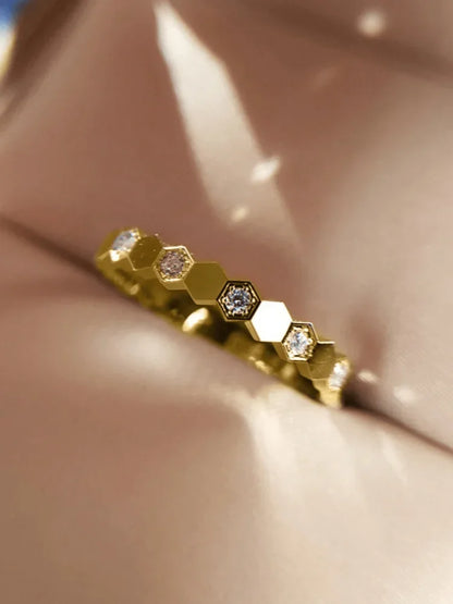 925 Sterling Silver Zircon Simple Delicate Honeycomb 3pc Set Ring For Women Engagement Wedding Luxury High Quality Fine Jewelry